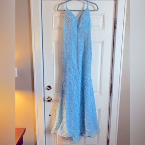 Light blue mermaid prom dress